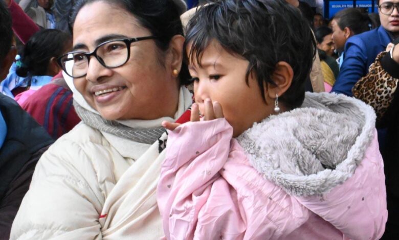 Mamata Banerjee at an event in the city on Tuesday.