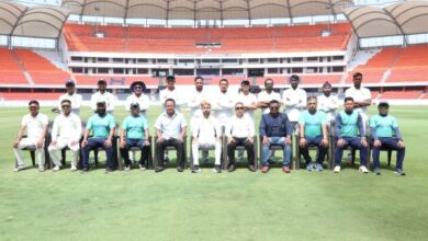 Meghalaya Ranji Trophy team and MCA officials in Hyderabad. Photo sourced