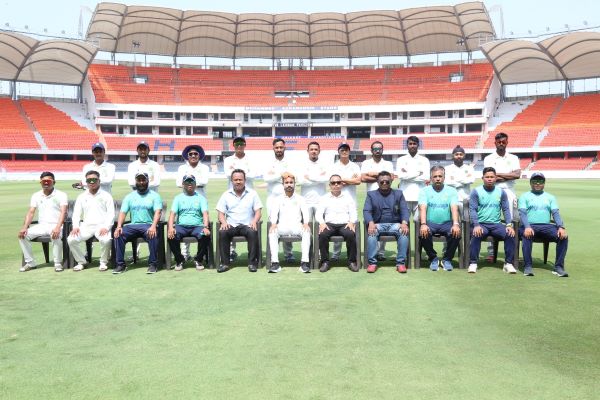 Meghalaya Ranji Trophy team and MCA officials in Hyderabad. Photo sourced