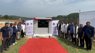 Cabinet Minister AL Hek, senior officials of the Meghalaya Cricket Association, district cricket associations and senior representatives of the Lumdaitkhla Dorbar Shnong at the unveiling of the indoor facility. Photo sourced