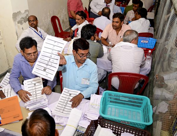 A counting centre in Meerut. UNI photo