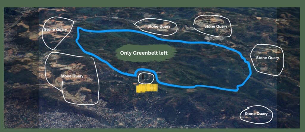 The spot marked with yellow is the affected village. Image sourced