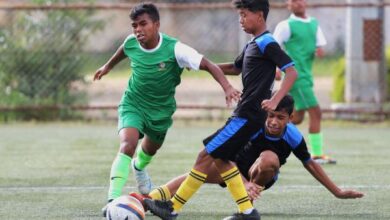 Shillong Sports Association (green) vs Sohra Sports Association (black). Photo sourced