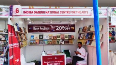 The IGNCA stall at the book fair on Saturday. Photo by MM