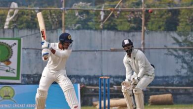 Tripura's MB Mura Singh plays a shot. Photo sourced