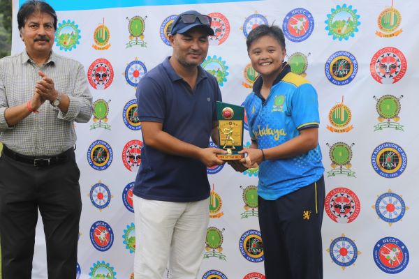 Luiza Tamang of Meghalaya receiving the Player of the Match award. Photo sourced