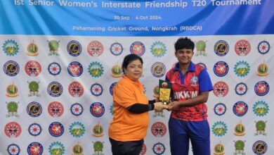 Samayita Roy Prodhan of Sikkim receives the Player of the Match award. Photo sourced