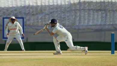 Meghalaya's Shubham Rasaily plays a shot. Photo sourced