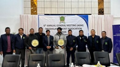 Felicitation of retired MCA players Sanvert Kurkalang and Lakhan Singh. Photo sourced