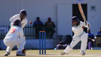 Meghalaya's Kshitij Singhania plays a shot on the off side. Photo sourced