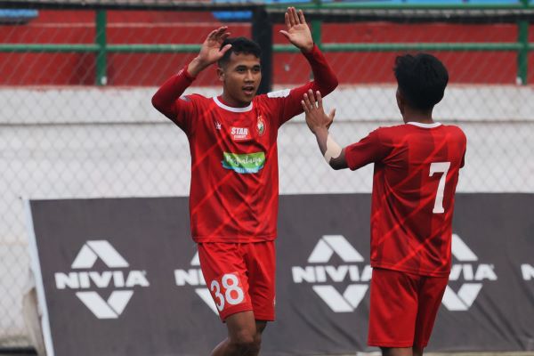 Shillong Lajong's Babysunday Marngar after scoring his hat-trick goal. Photo sourced