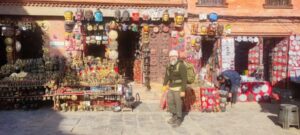 My friend in front of a shop at Swayambhunath Stupa. Photo by MM