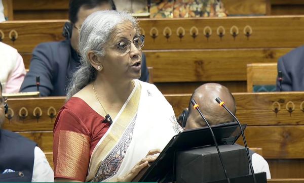 Nirmala Sitharaman presents the Budget 2025 in the Lok Sabha on Saturday. UNI photo