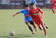 Shillong Lajong in red, Rangdajied United in blue-black. Photo sourced