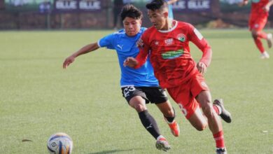 Shillong Lajong in red, Rangdajied United in blue-black. Photo sourced