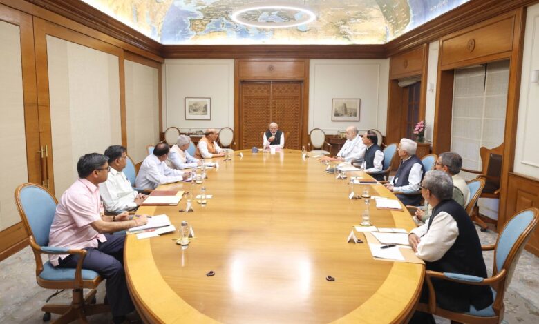 In the wake of the terrorist attack in Pahalgam, chaired a meeting of the CCS at 7, Lok Kalyan Marg, The PM wrote X. Image courtesy; from the X handle of @narendramodi