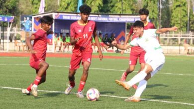 Meghalaya's Ricky Kharkongor (right) taking a shot. Photo sourced