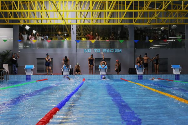 Swimming demonstration in progress. Photo sourced