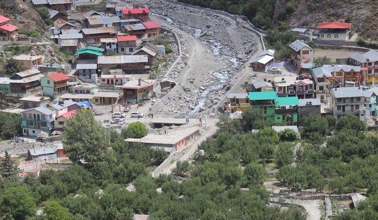 Flood protection work was done in Dharali after the 2013 disaster. Image from Mongabay India