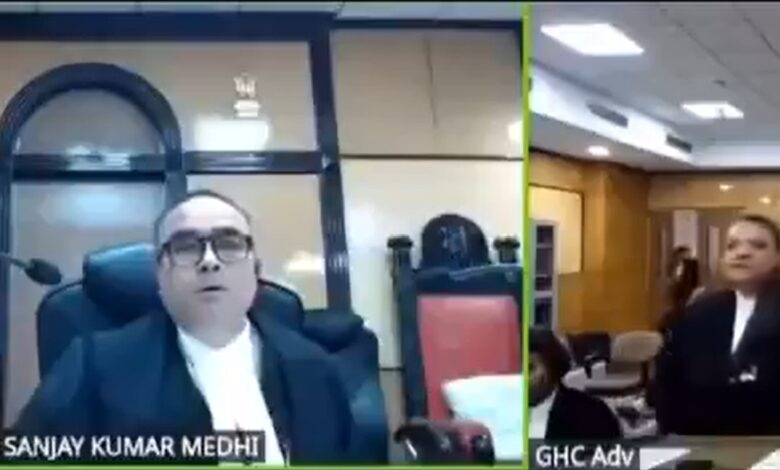 A grab from a video of Justice Medhi speaking on the land allocation. The video is being circulated on X.