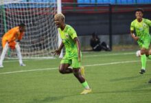 Mawlai's Balajied Syiemlieh celebrates after his goal. Photo sourced