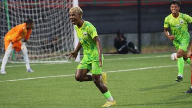 Mawlai's Balajied Syiemlieh celebrates after his goal. Photo sourced