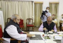 A file photo of Satya Pal Malik with former speaker Metbah Lyngdoh in Shillong. Photo sourced
