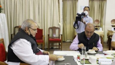 A file photo of Satya Pal Malik with former speaker Metbah Lyngdoh in Shillong. Photo sourced