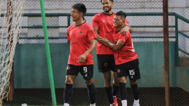 SPL 2025: Nangkiew Irat's Banshanlang Dhar (right) is congratulated on scoring by teammate Himanshu Patil (centre). Photo sourced