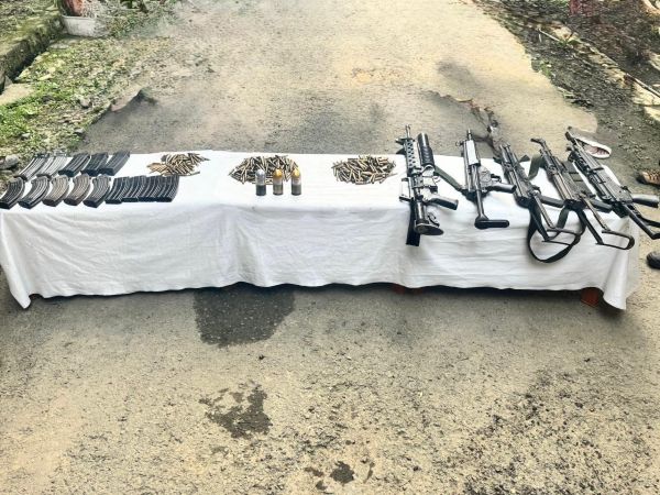 Arms recovered by security forces reportedly used during ambush on 33 Assam Rifles. Photo sourced