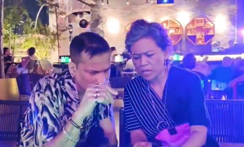 A grab from a video posted on X by @mamonlaskar671 saying "last video of hearthrob Zubeen Garg at a hotel in Singapore on Thursday night."