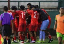 SPL 2025: Shillong Lajong players huddle around Deibormame Tongper after he scored the winning goal. Photo sourced