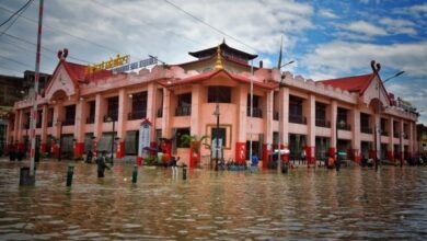 The iconic women’s only market flooded in June 2024. The floods in 2024 were caused when the western bank was breached by the Imphal river, affecting around two lakh people. Image by Robinson Wahengbam, from Mongabay.