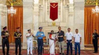 NEUFC receives the President’s Cup from President Droupadi Murmu in August. Image from NEUFC's X handle