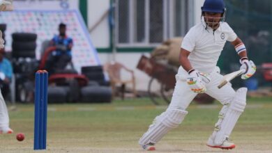 Sikkim's Ashish Thapa plays a shot on the off side. Photo sourced
