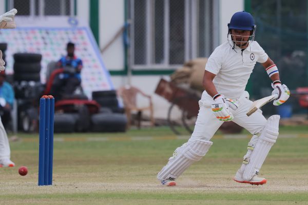 Sikkim's Ashish Thapa plays a shot on the off side. Photo sourced