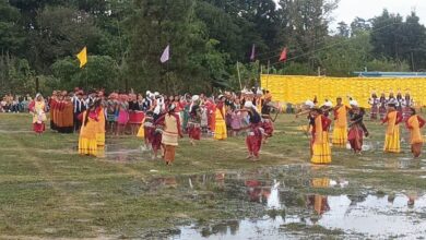 Students of St. Mary’s HSS at Rangblang perform at the concluding golden jubilee ceremony on Friday. Photo sourced
