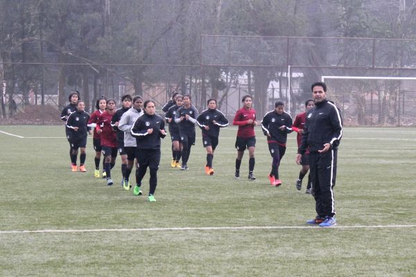 A file photo of the Indian senior women's national team training in Shillong in 2016