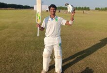 Arpit Bhatewara after making his double century on Day 1. Photo sourced