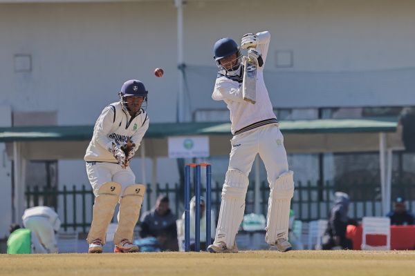 Meghalaya's Gaurav Jyoti Thakuria plays a shot on the off side. Photo sourced