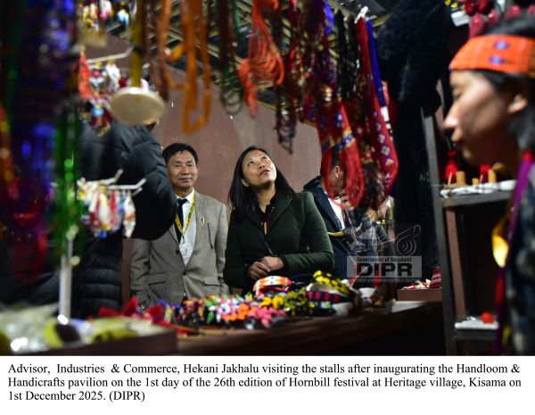Advisor, Industries & Commerce, Hekani Jakhalu visiting the stalls after inaugurating the Handloom & Handicrafts pavilion