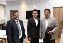 Momin with Chief Minister Conrad K Sangma and MSKA president Lorenzo Warjri. Photo courtesy Facebook