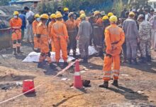 The rescue team at the accident site. The mine death toll has increased to 27. Photo by MM