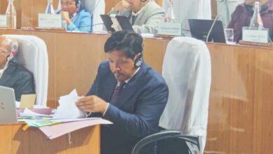 Conrad Sangma during the Budget Session 2026-27 on Monday. Photo by MM