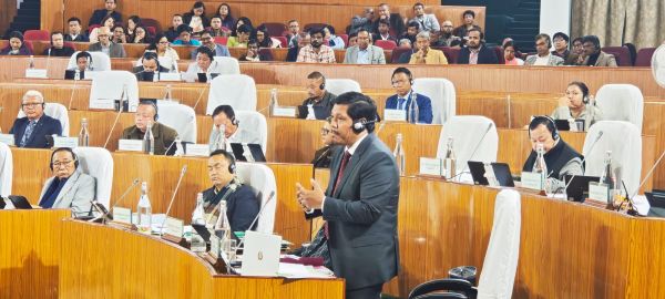 Conrad Sangma speaks on Day 2 of the Bdget session 2026 on February 17. Photo by MM