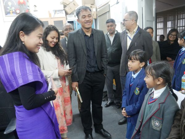 Students interact with Chief Guest Tolino Chishi at the NECTAR event. Photo sourced