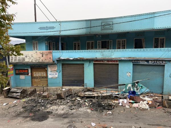 The damaged building that houses NPP office in Tura. Photo sourced