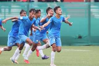 Mawlai's Verjelous Shylla (right) celebrates after scoring. Photo sourced