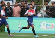 Rymbai Shkenshynriah's Hesmiki Rymbai celebrates after scoring. Photo scored