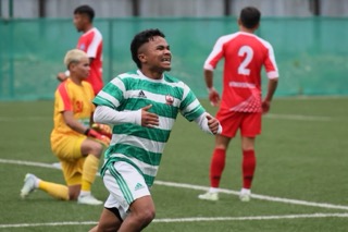 Khimusniang's Dawanbiangmi Passah celebrates after scoring. Photo sourced